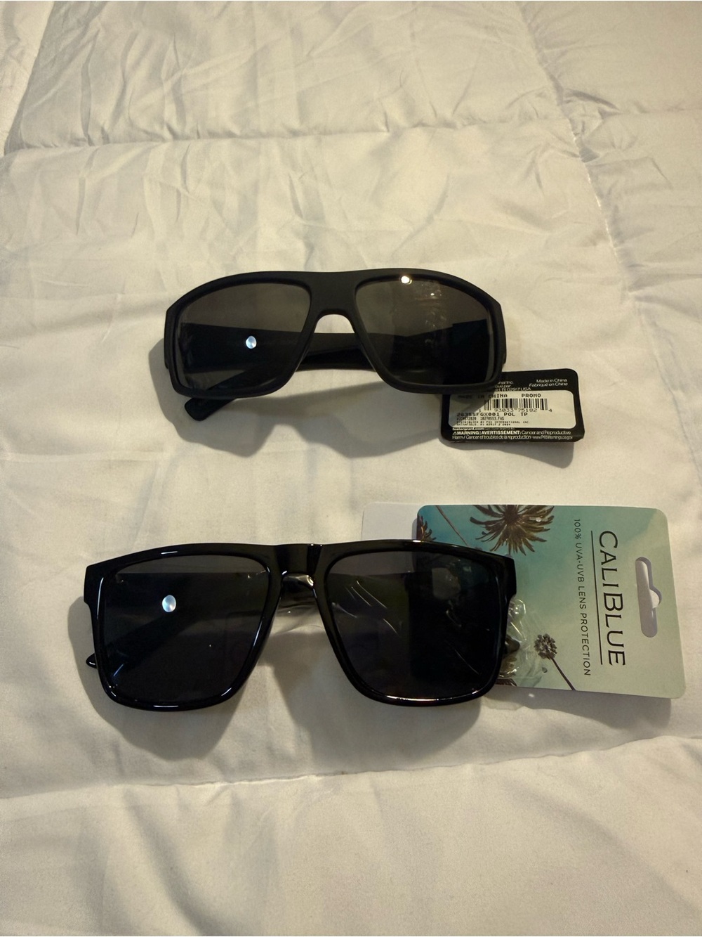 Men’s Black Square Sunglasses - Polarized UV Protection Set of Two